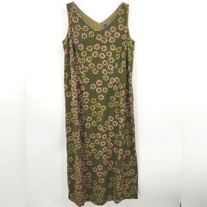 JH Collectibles Midi Tank Dress Plus Size 16 Green Pink Floral Granny Retro Boho
